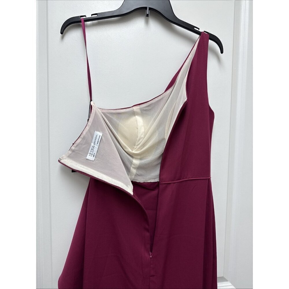 Mac Duggal Size 2 Berry 49089 One Shoulder Side Slit Ruffle Gown Dress  $358 New - Picture 10 of 12